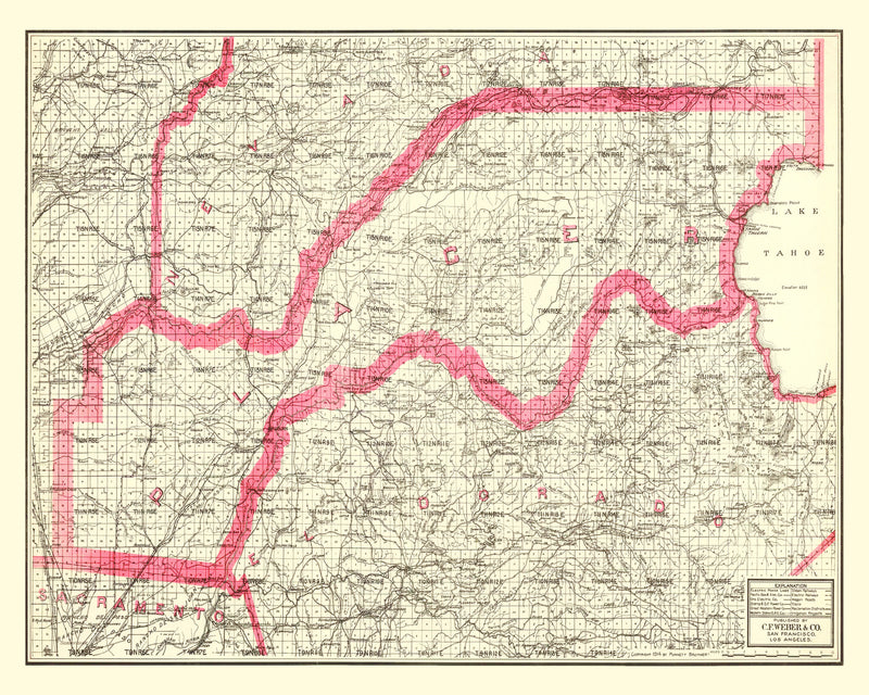 Size comparison using Vintage Map of Lake Tahoe, 1914