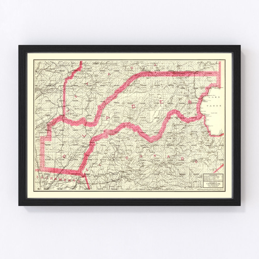 Lake Tahoe Vintage Map 1914