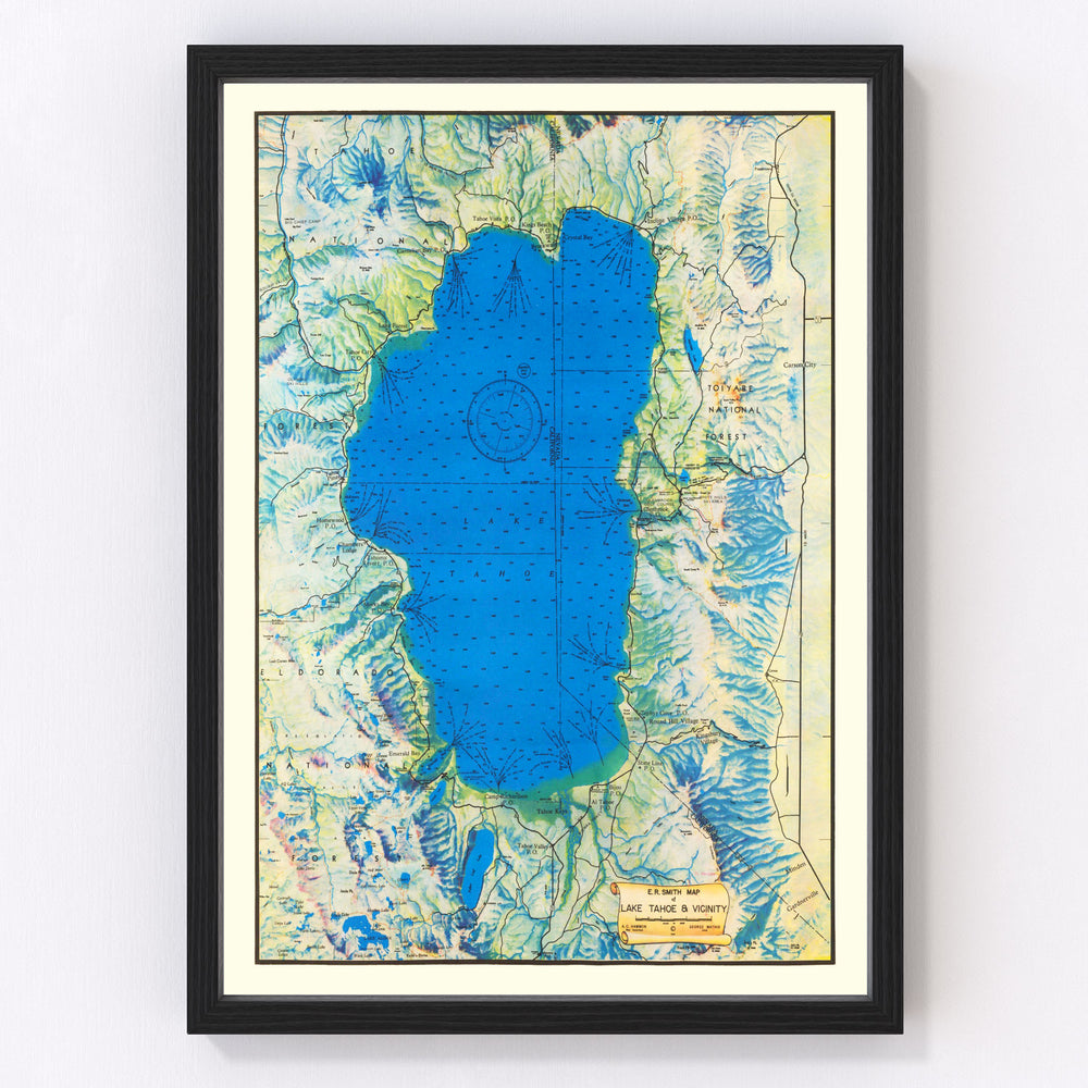 Lake Tahoe Vintage Map 1947