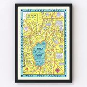 Lake Tahoe Vintage Map 1947