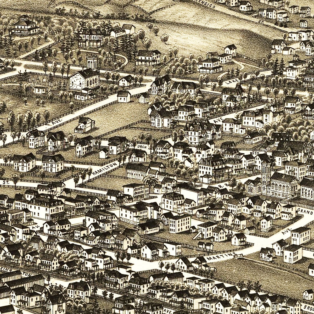 Restored historic details from the 1887 city map of White Plains, New York