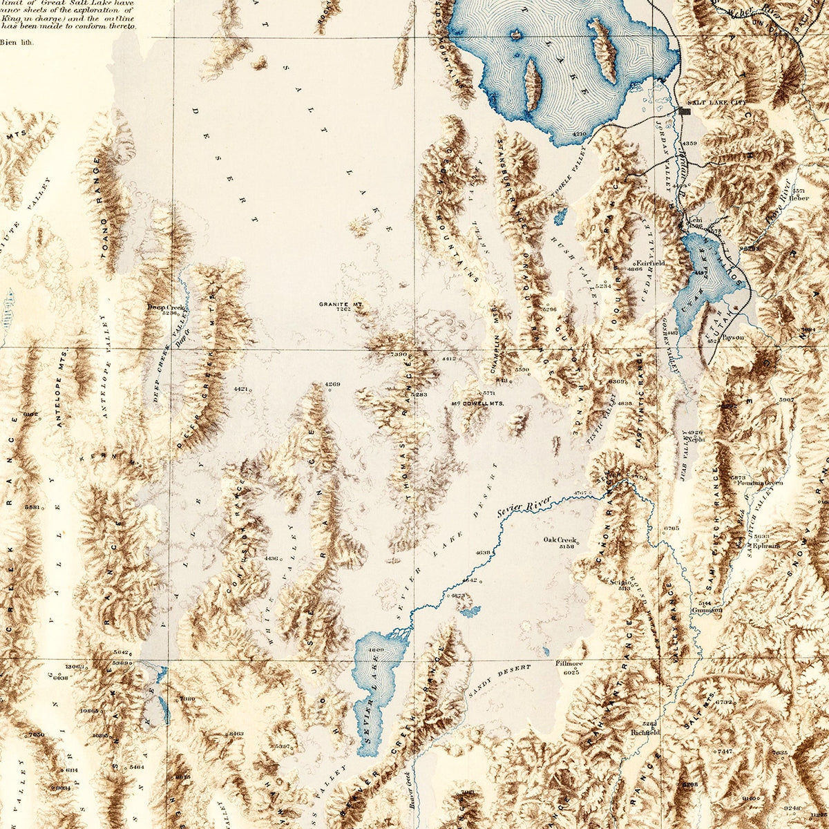 Restored historic details from the 1877 body of water map of County, Utah