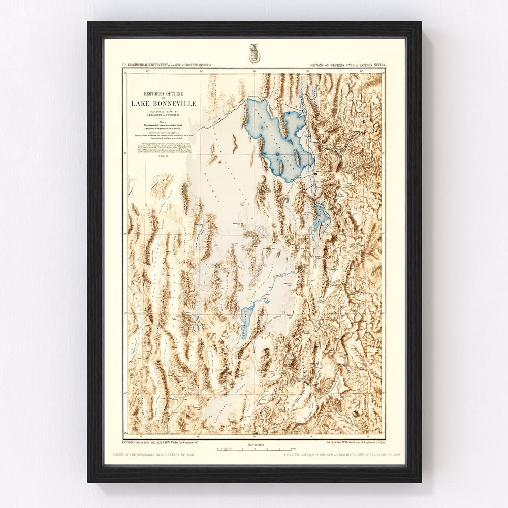 Lake Bonneville Vintage Map 1877