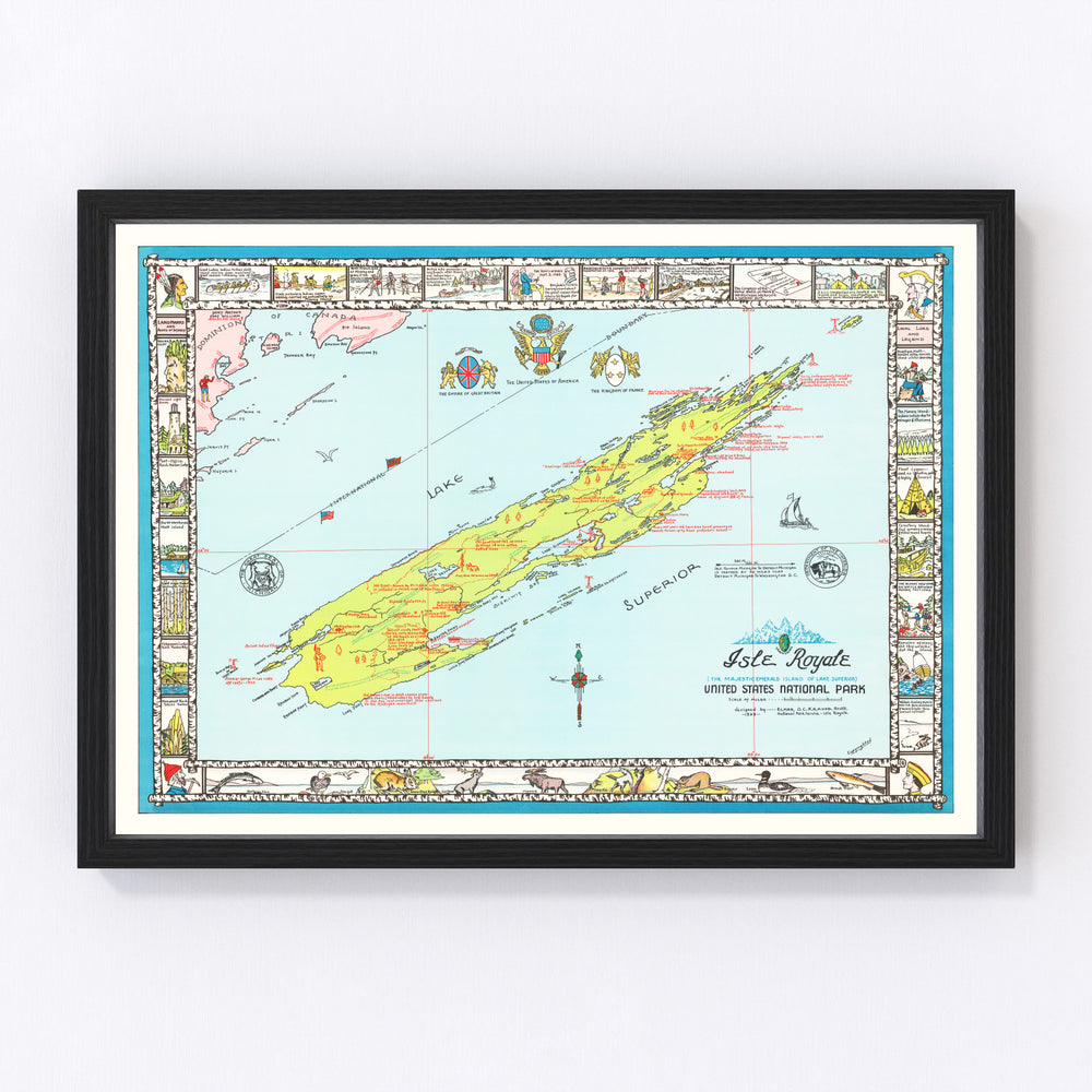 Isle Royale Vintage Map 1939