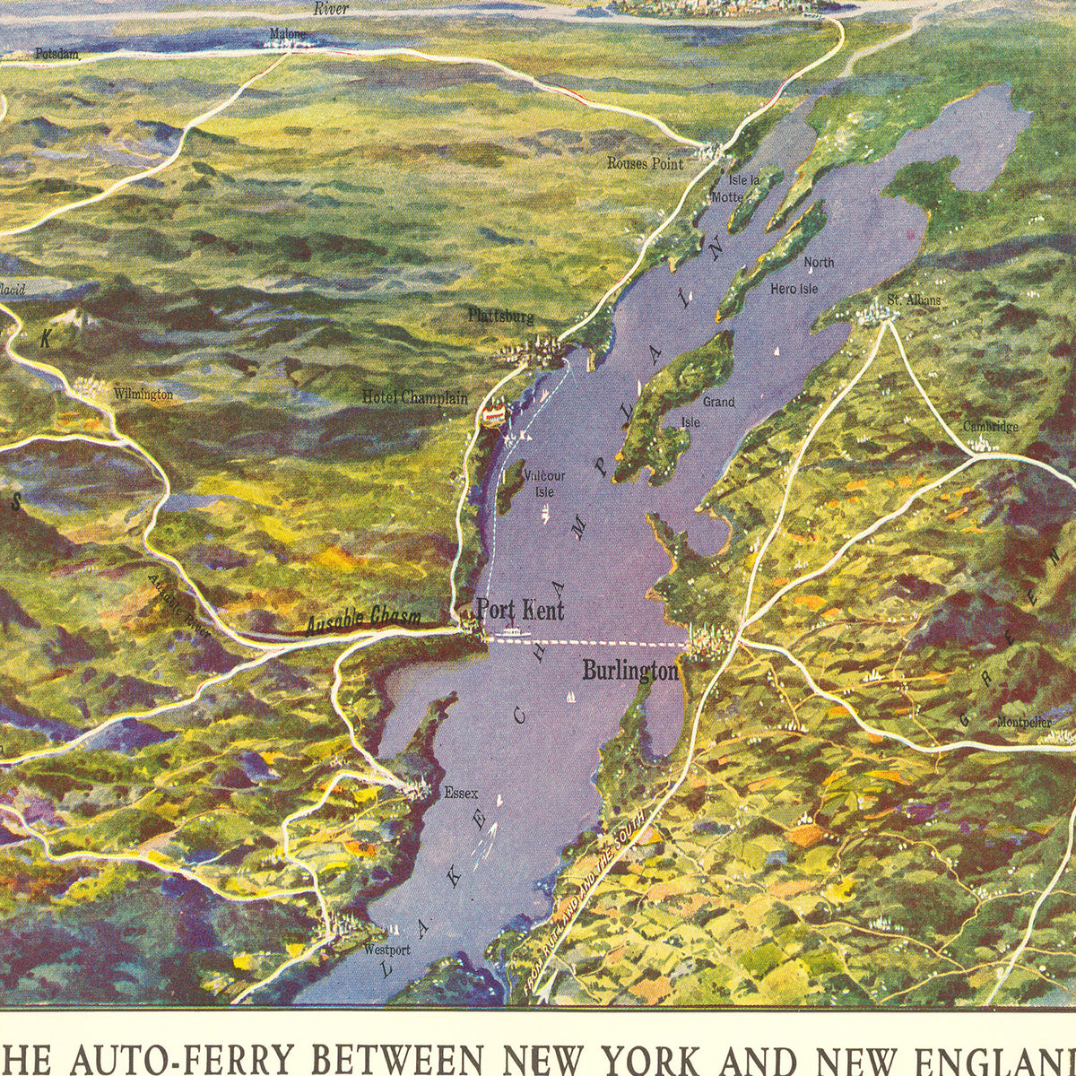 Restored historic details from the 1932 body of water map of County, New York