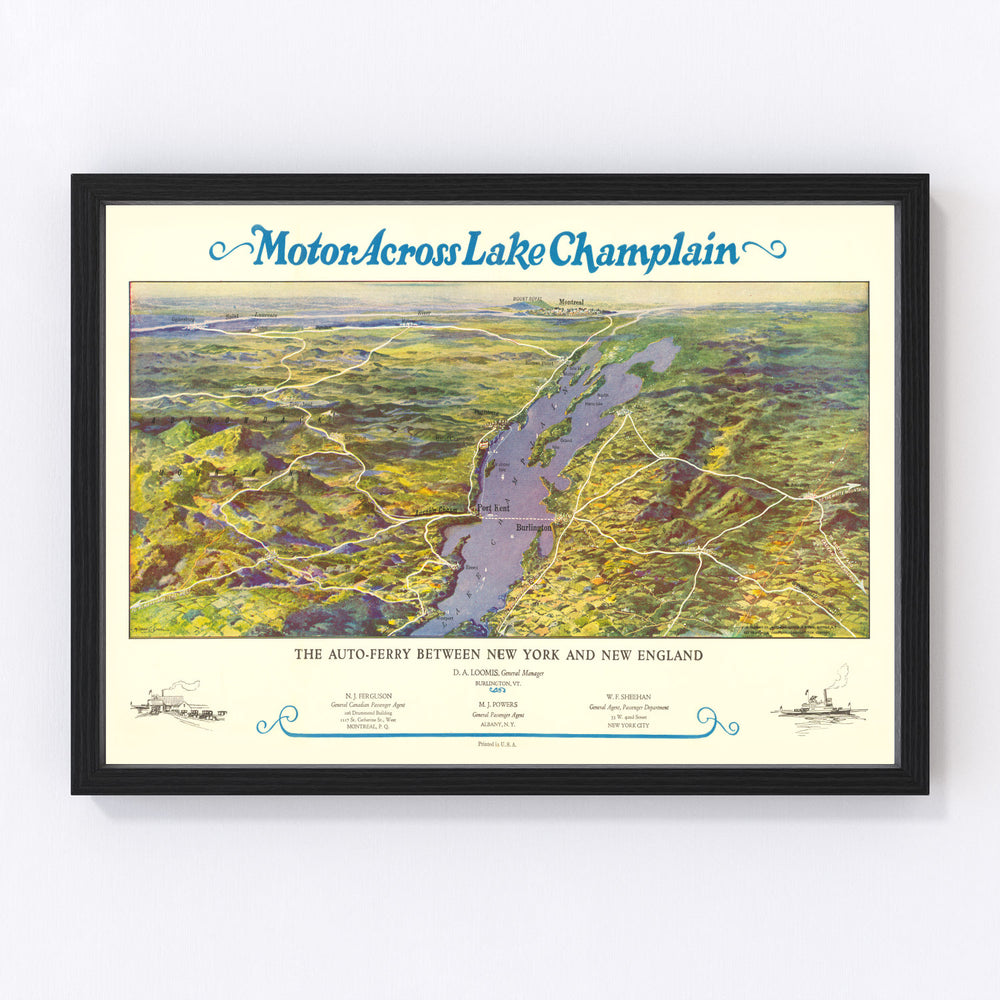 Lake Champlain Vintage Map 1932