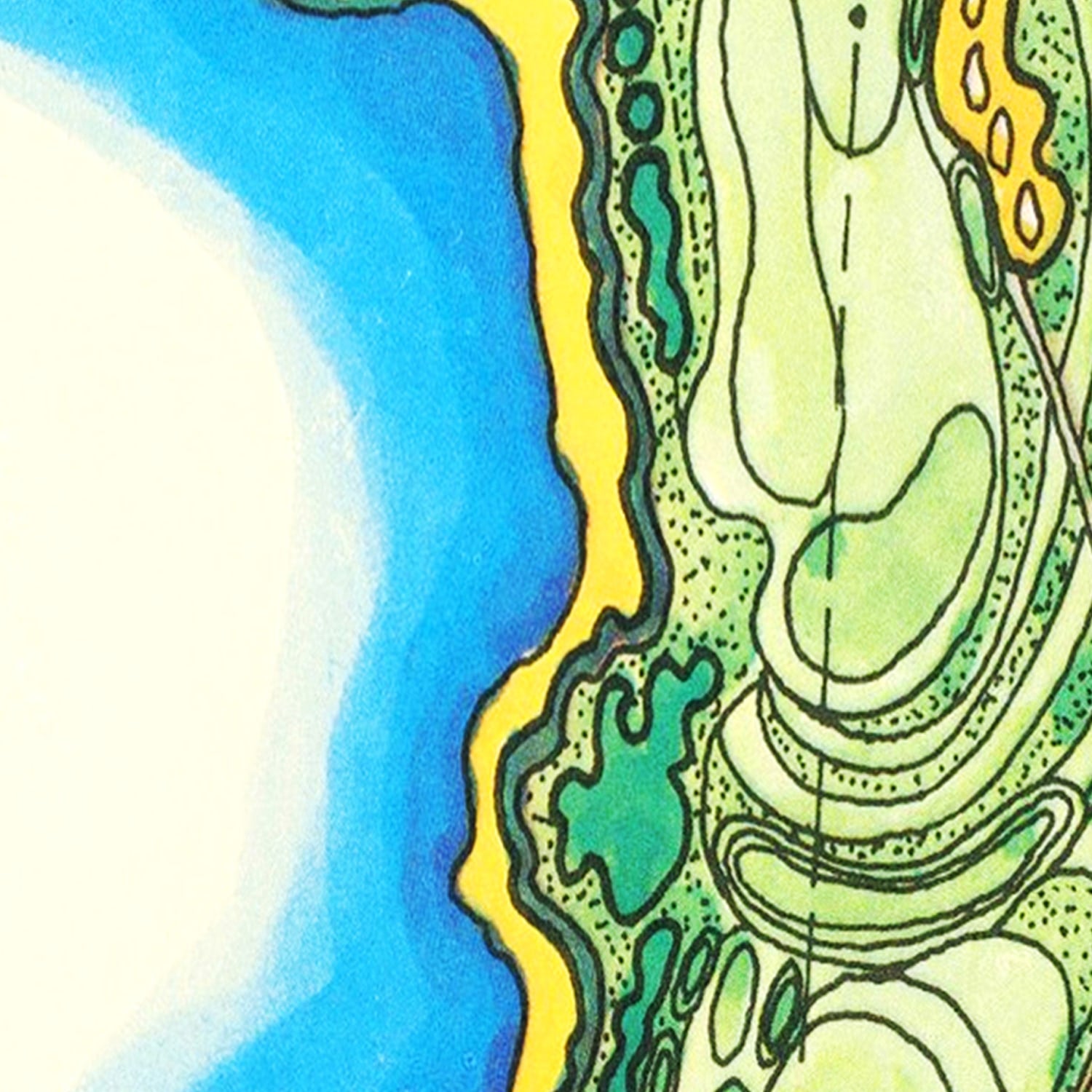 Restored historic details from the 1968 misc. attraction map of Pebble Beach, California