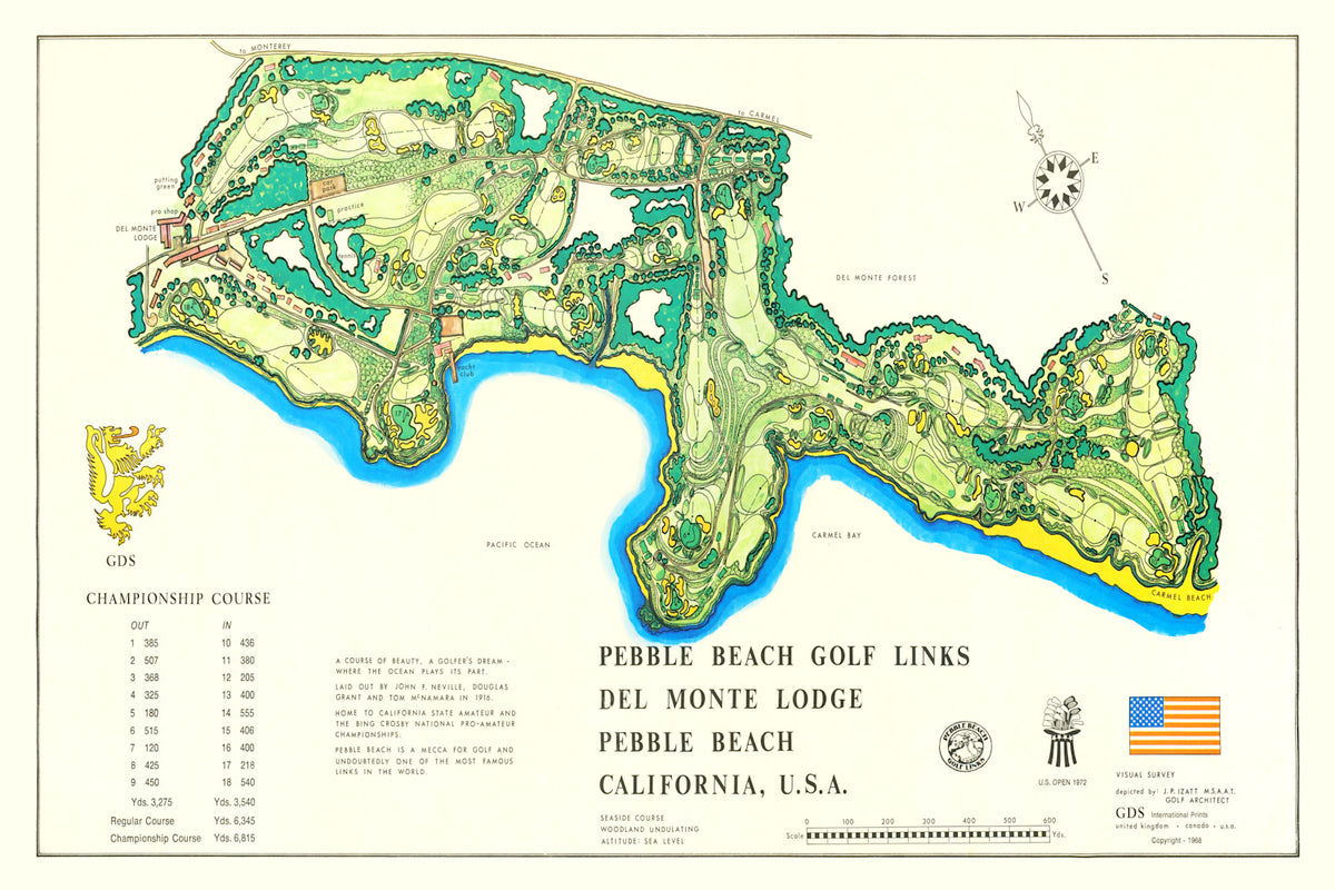 Preview of Vintage Map of Pebble Beach Golf Links, 1968