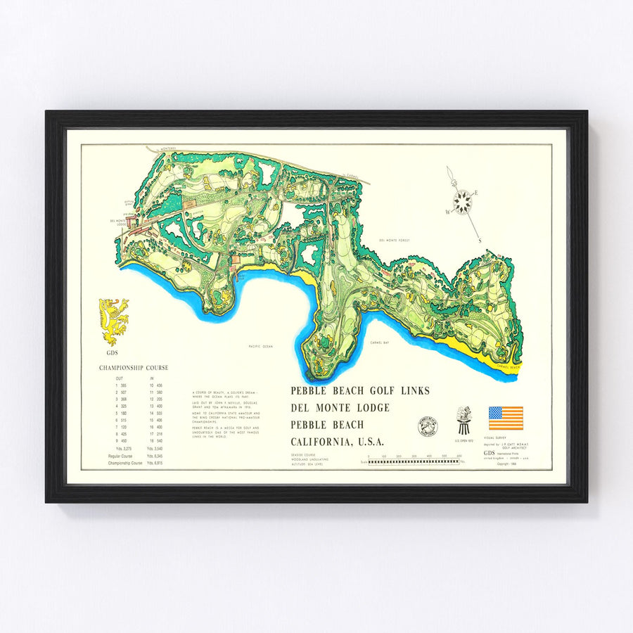 Vintage Map of Pebble Beach Golf Links, 1968