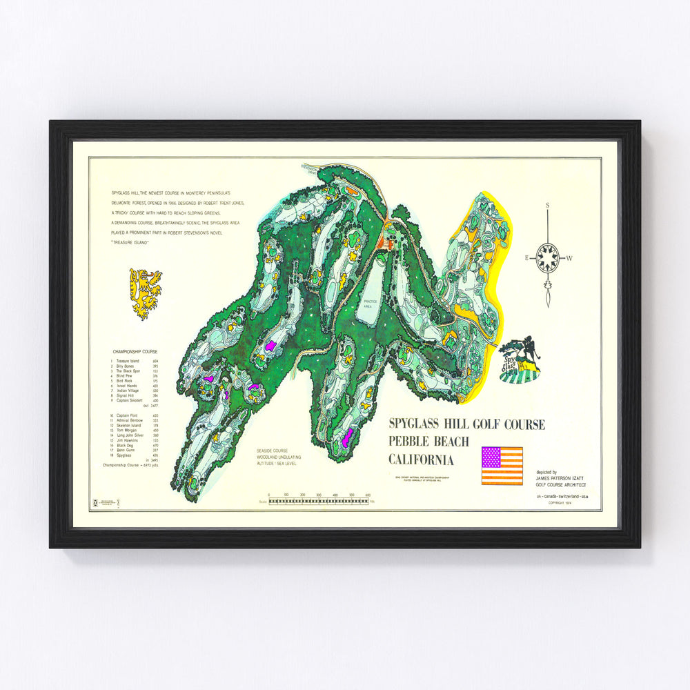 Spyglass Hill Golf Course Vintage Map 1974