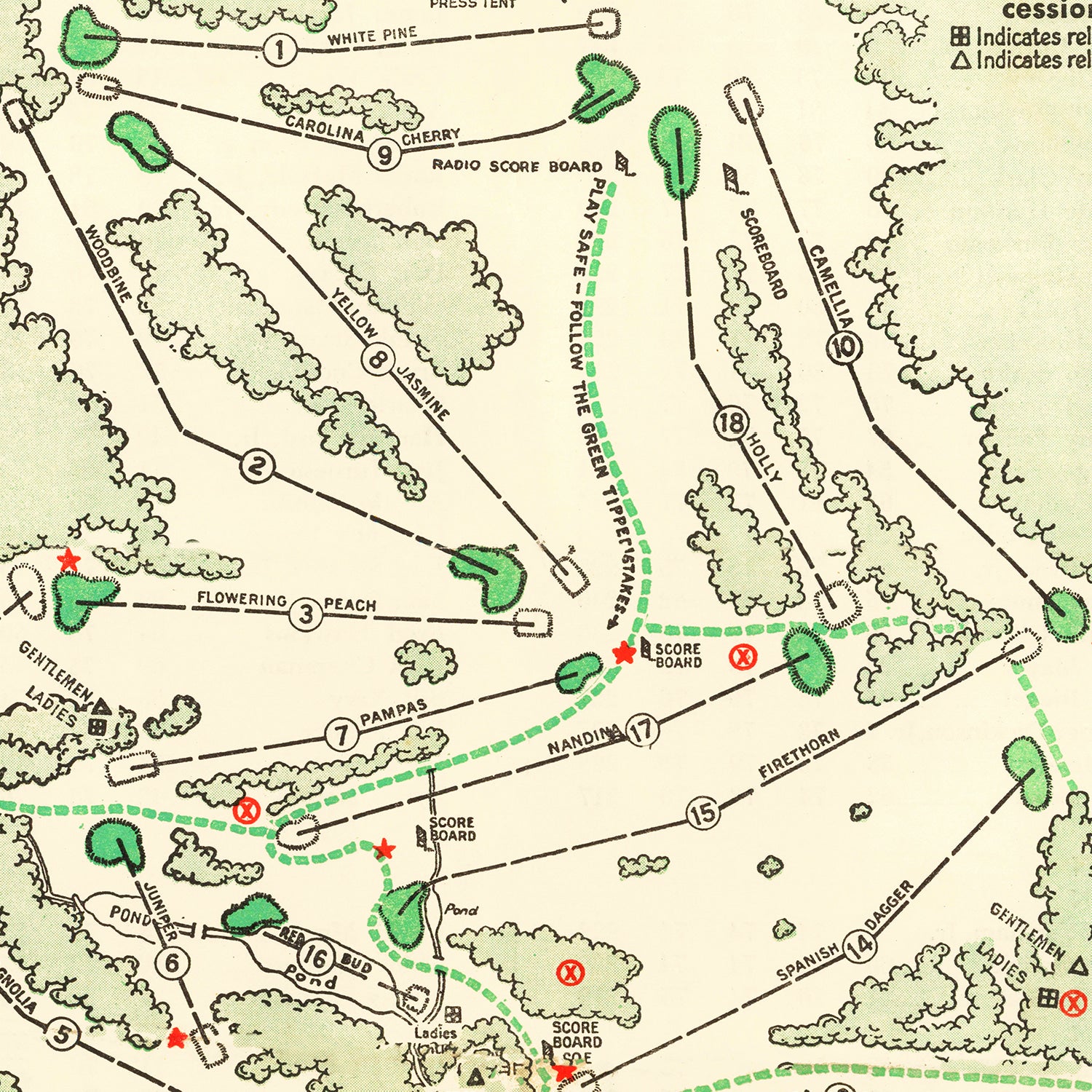Restored historic details from the 1954 misc. attraction map of Augusta, Georgia