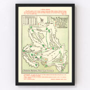 Augusta National Golf Course Vintage Map 1954