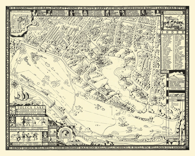 Size comparison using Vintage Map of Toluca Lake Lakeside Golf Course, 1936