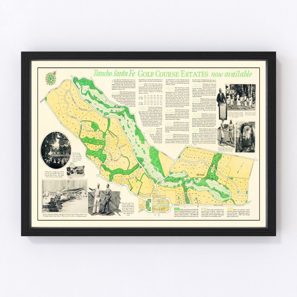 Rancho Santa Fe Golf Course Estates Vintage Map 1929