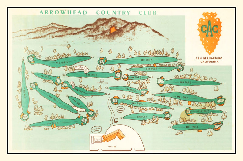 Size comparison using Vintage Map of Arrowhead Country Club, 1960