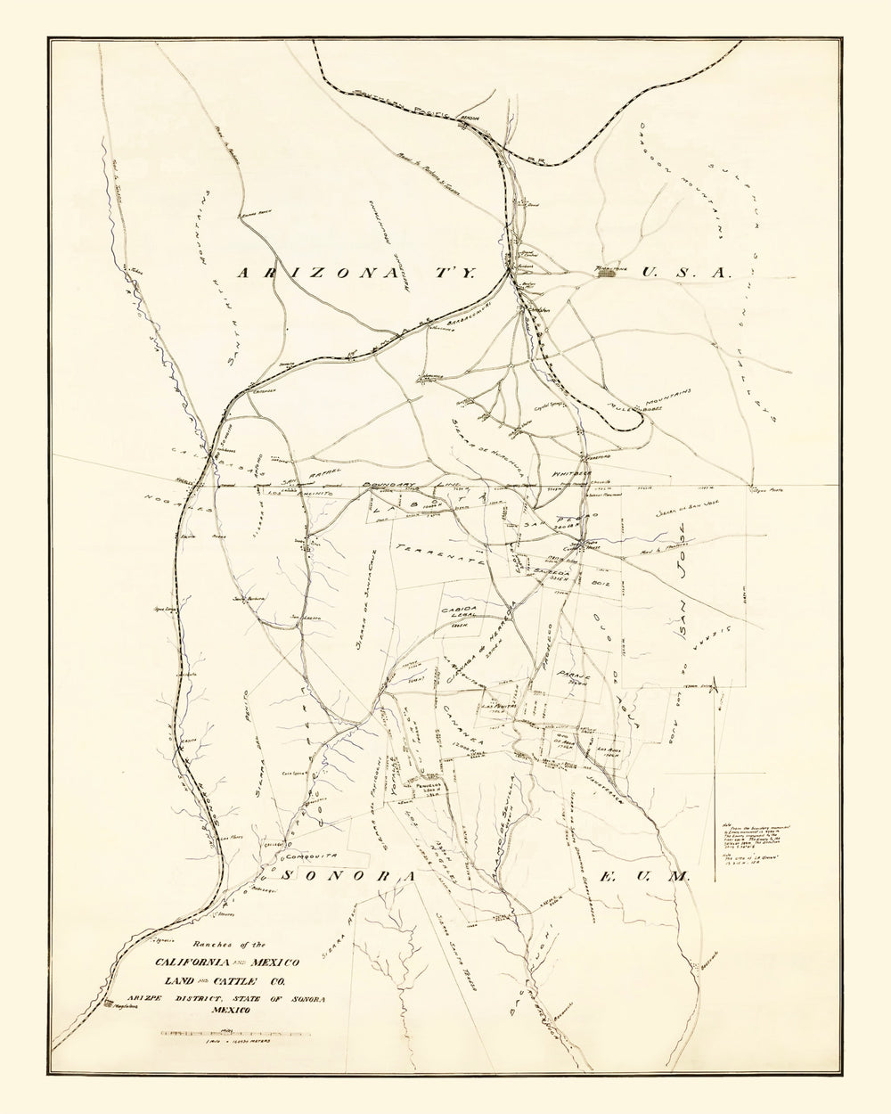Vintage Map of Cochise County, California 1905 print style example