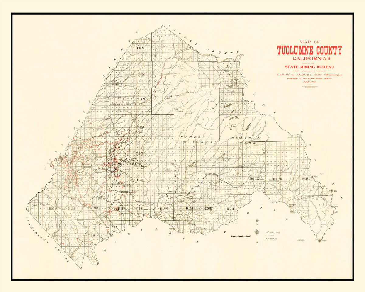 Preview of Vintage Map of Tuolomne County, California 1904