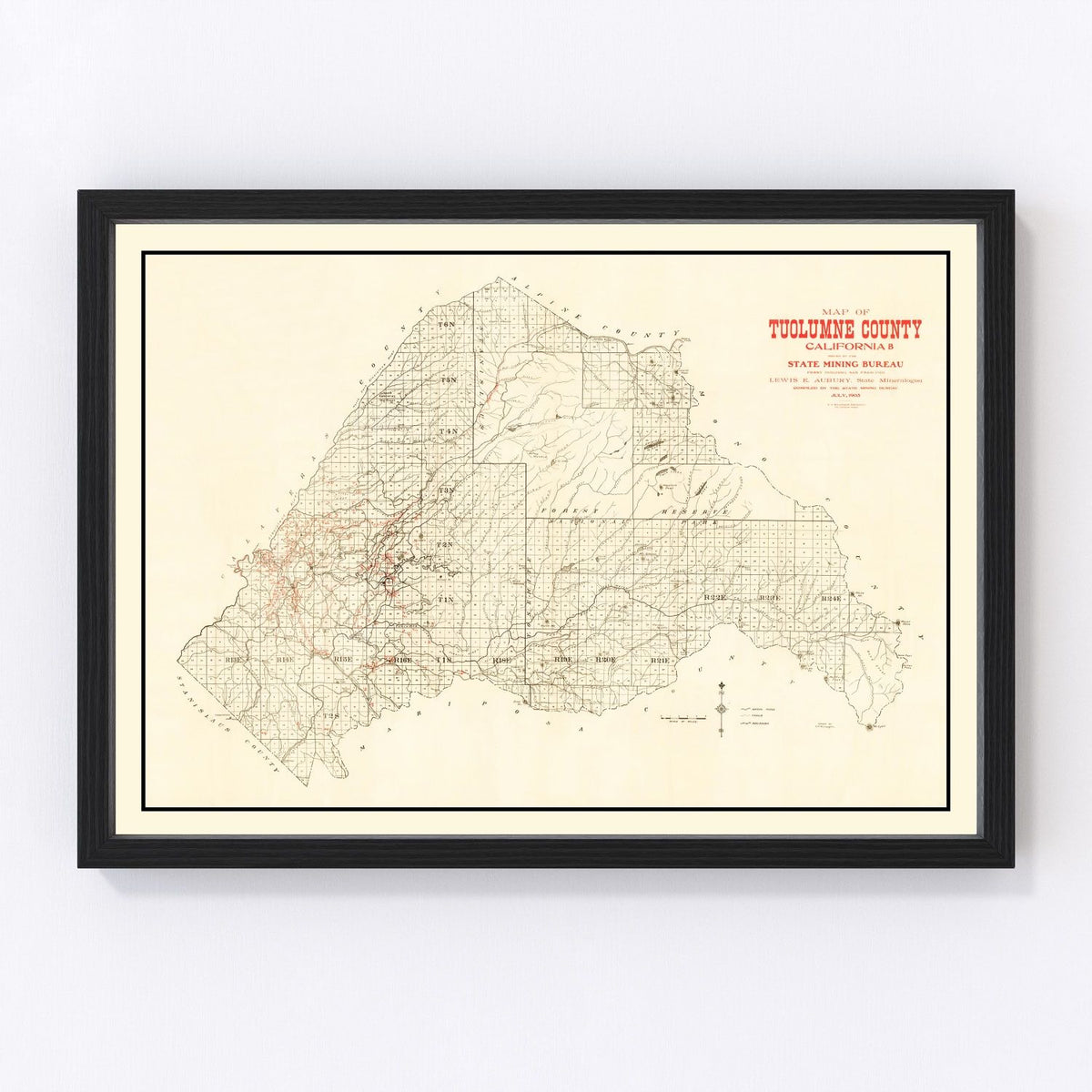 Tuolomne County Vintage Map 1904
