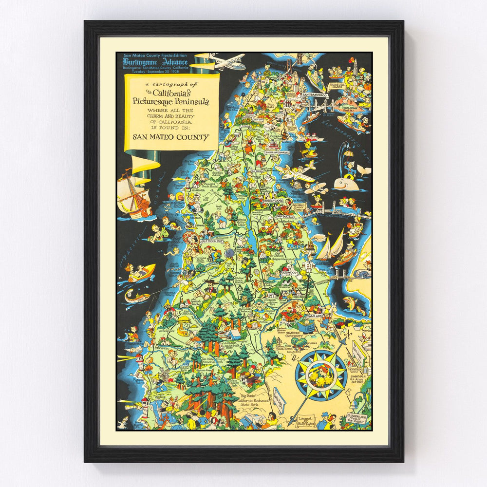 San Francisco County Vintage Map 1930