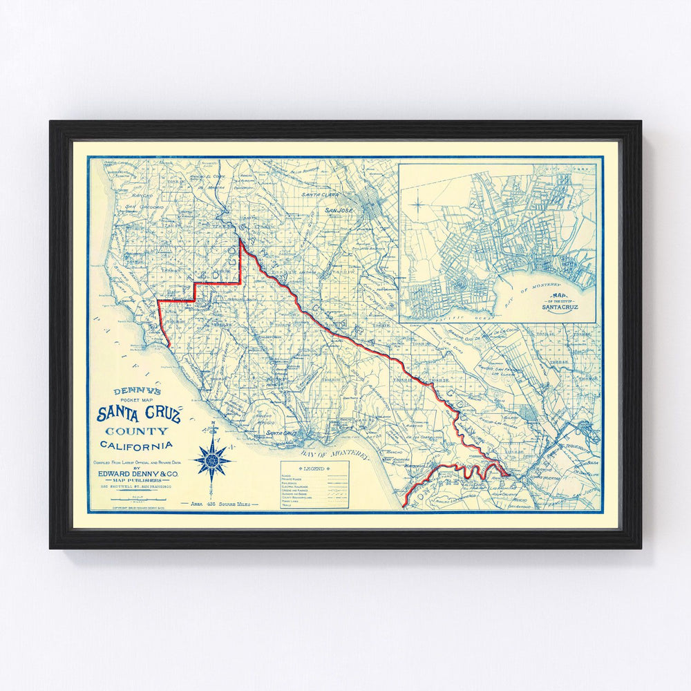 Santa Cruz County Vintage Map 1916