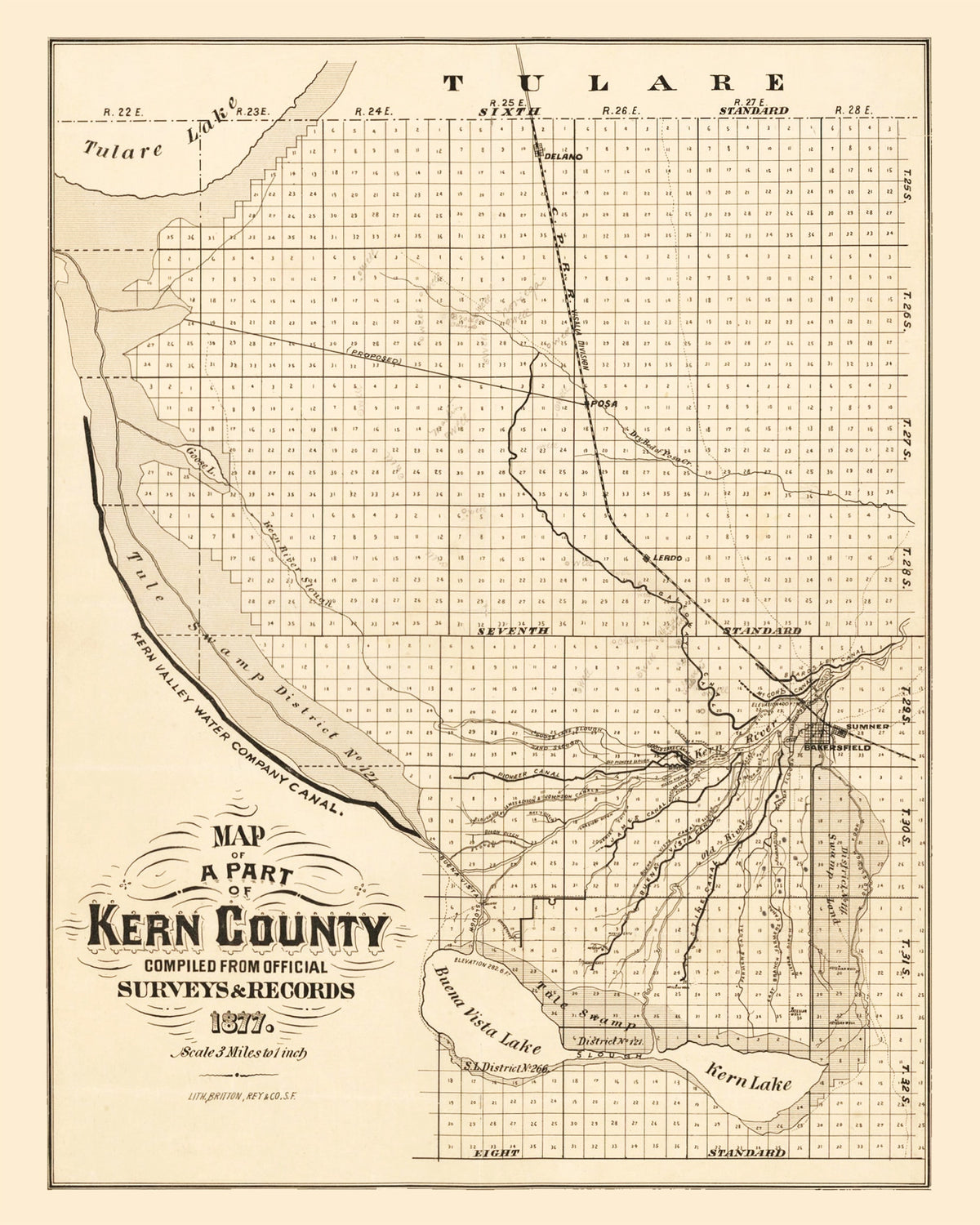 Preview of Vintage Map of Kern County, California 1877
