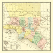 Vintage Map of Los Angeles County, California 1880