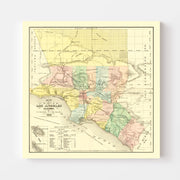 Vintage Map of Los Angeles County, California 1880