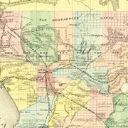 Vintage Map of Los Angeles County, California 1880