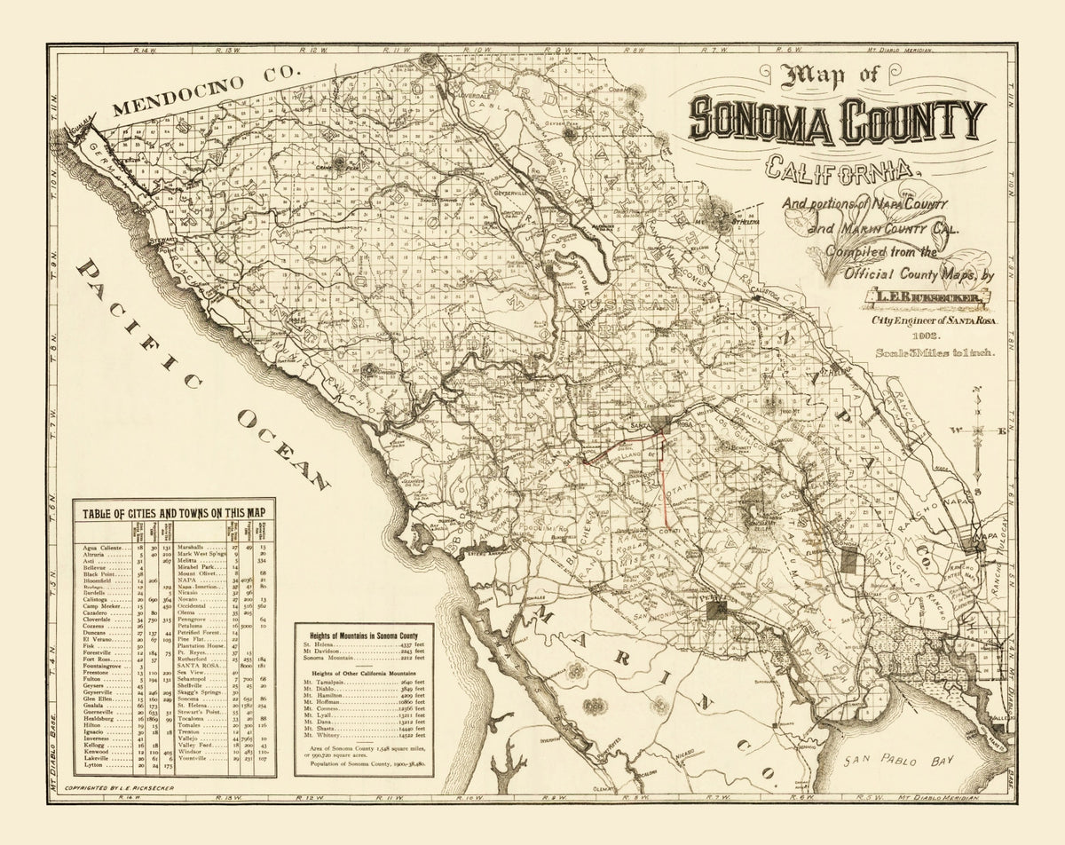 Preview of Vintage Map of Sonoma County, California 1902