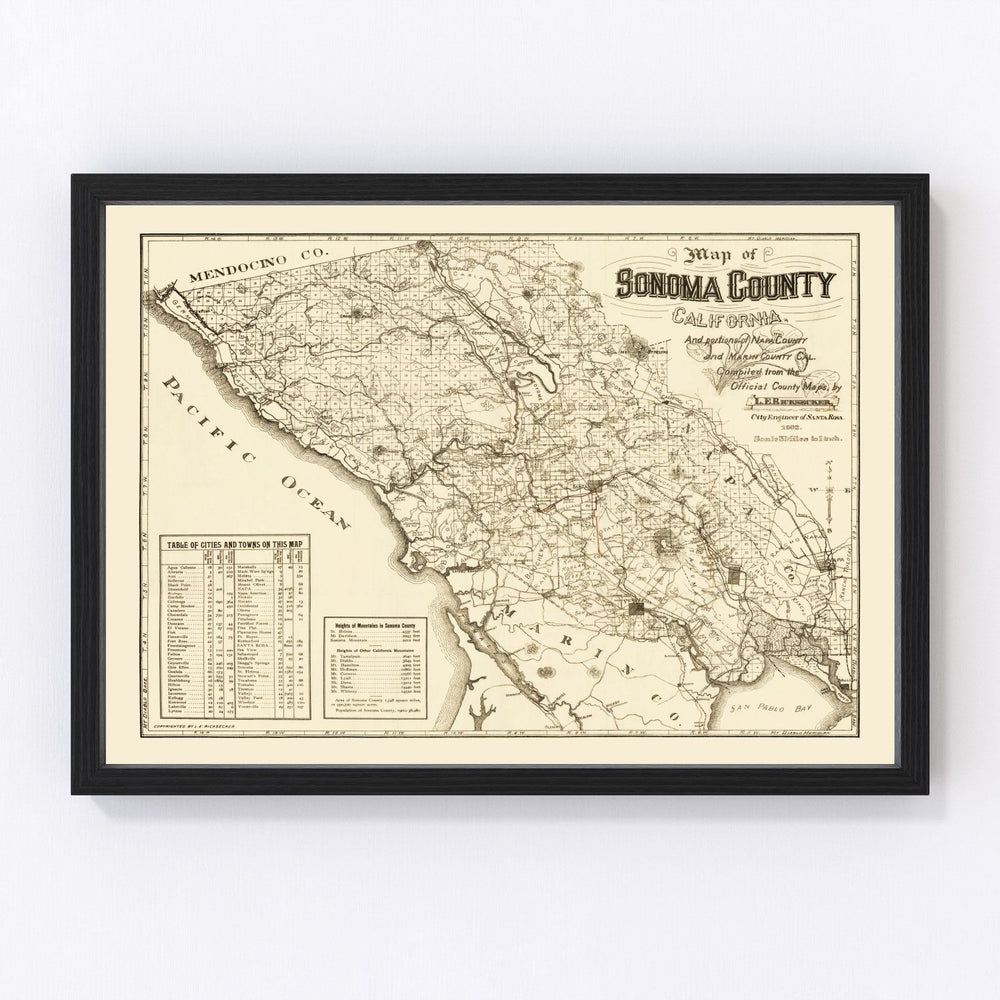 Sonoma County Vintage Map 1902