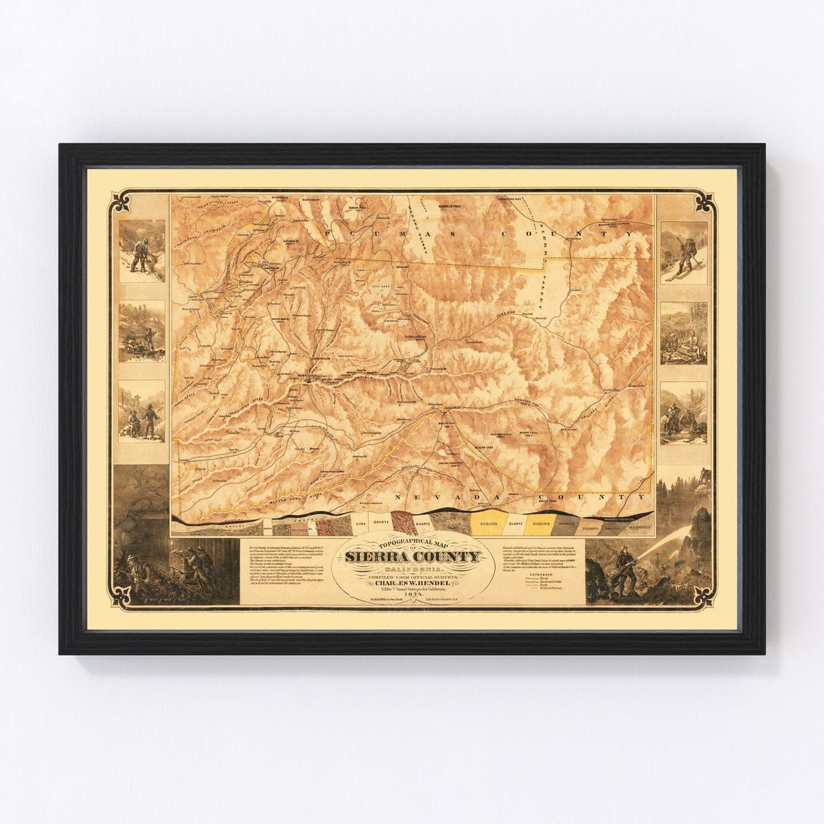 Sierra County Vintage Map 1874