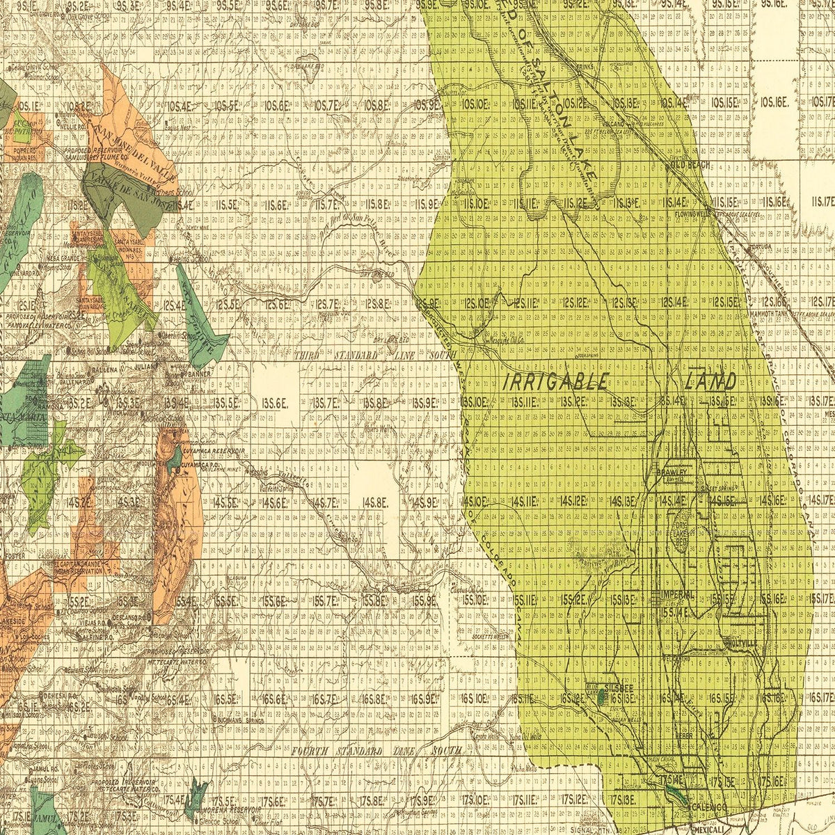 Restored historic details from the 1900 county map of San Diego County, California