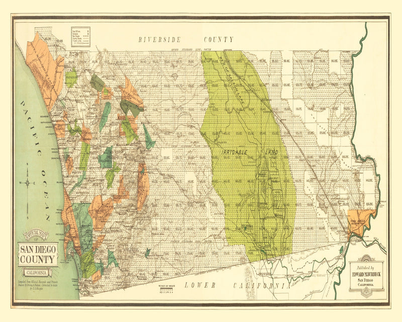 Size comparison using Vintage Map of San Diego County, California 1900