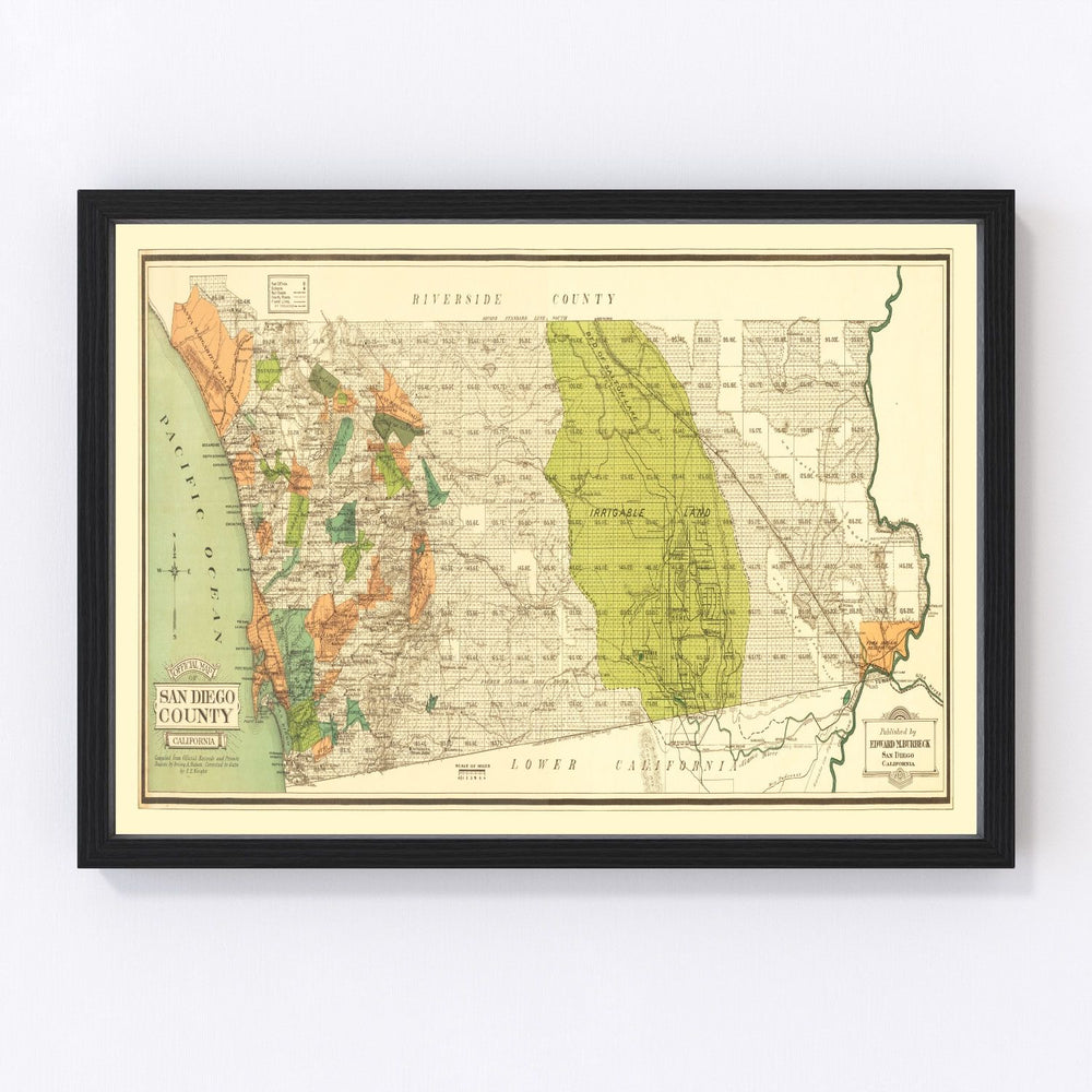 San Diego County Vintage Map 1900