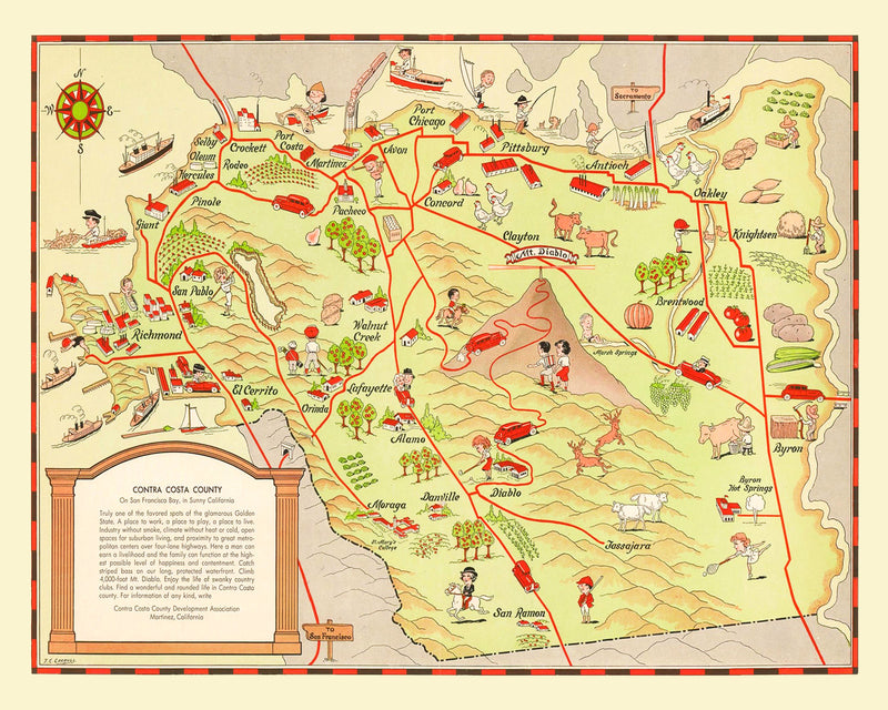 Size comparison using Vintage Map of Contra Costa County, California 1930