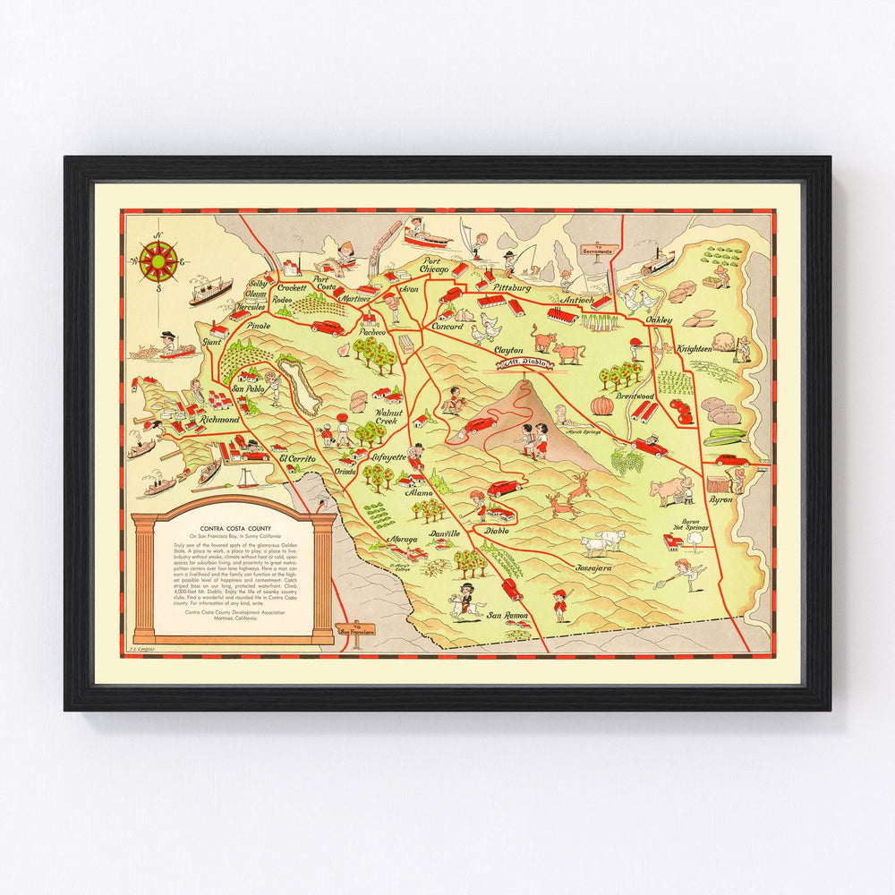 Contra Costa County Vintage Map 1930