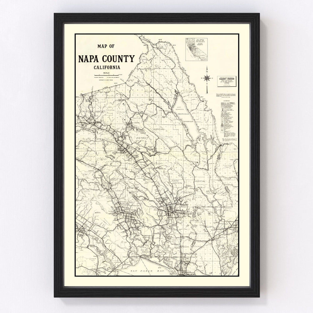 Napa County Vintage Map 1950