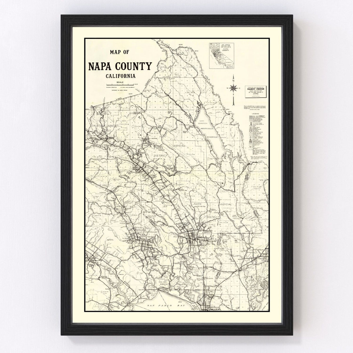 Napa County Vintage Map 1950