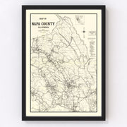 Napa County Vintage Map 1950