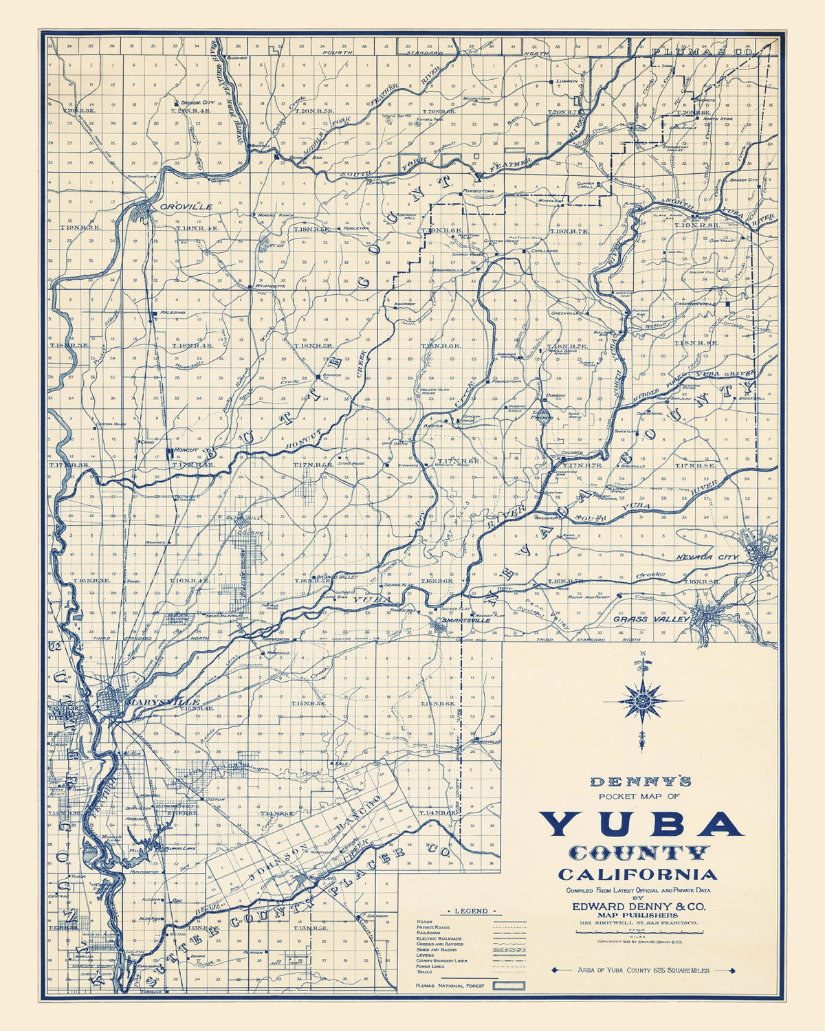 Preview of Vintage Map of Yuba County, California 1913