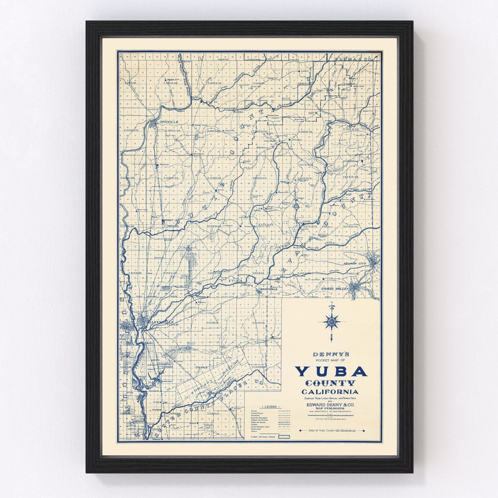 Yuba County Vintage Map 1913