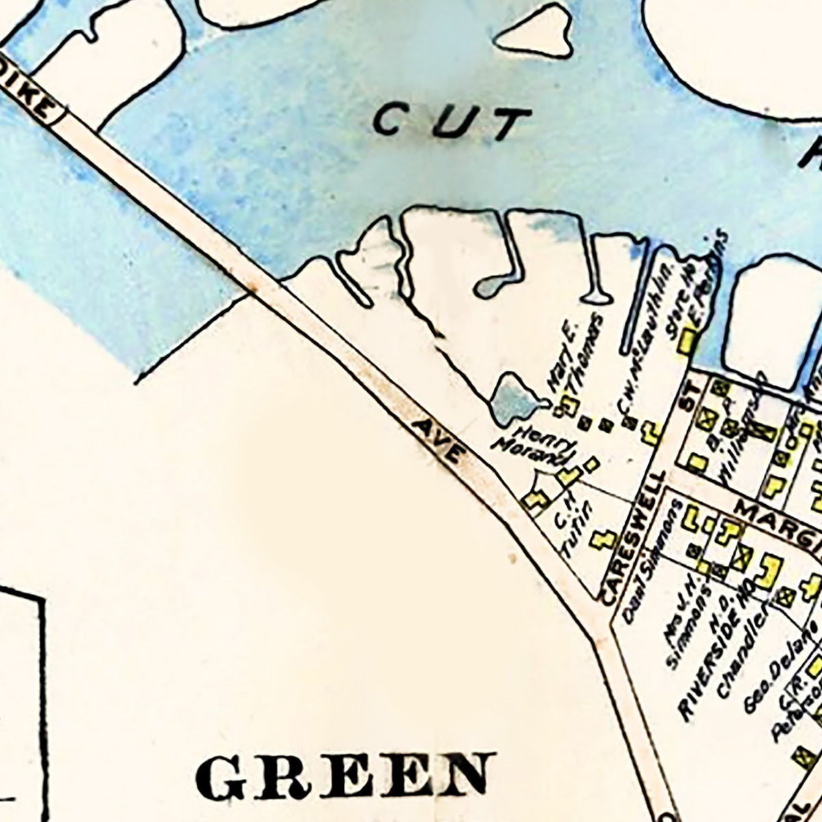Restored historic details from the 1903 city map of Green Harbor Town, Massachusetts