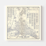 Vintage Map of Long Beach, CA Business Section 1938