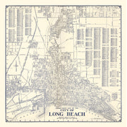 Vintage Map of Long Beach, CA Business Section 1938