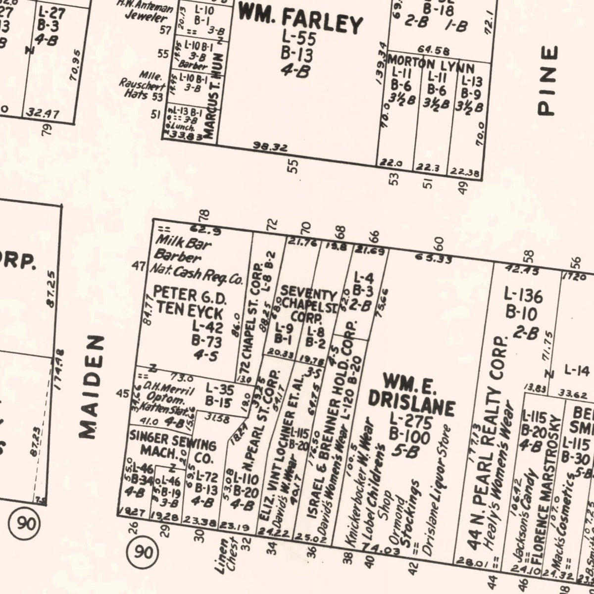 Restored historic details from the 1947 city map of Albany, New York