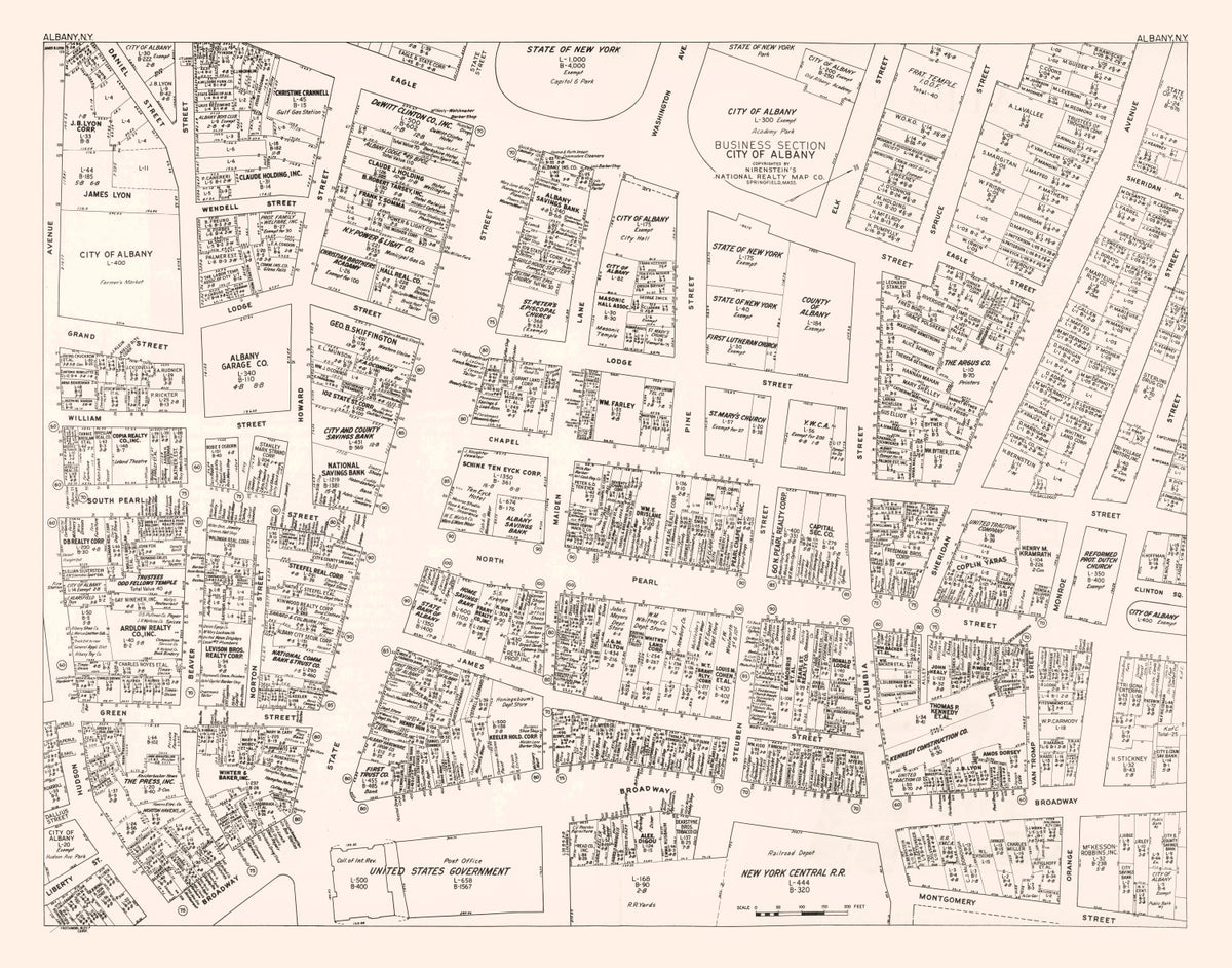 Preview of Vintage Map of Albany, NY Business Section 1947