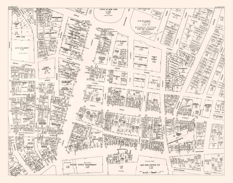 Size comparison using Vintage Map of Albany, NY Business Section 1947
