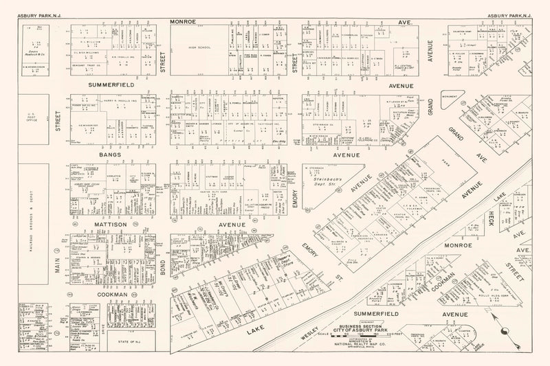 Size comparison using Vintage Map of Asbury Park, NJ Business Section 1947
