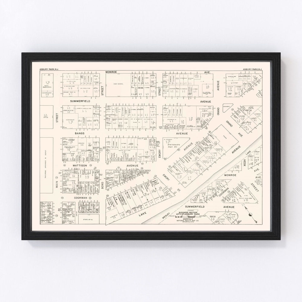 Asbury Park Vintage Map 1947