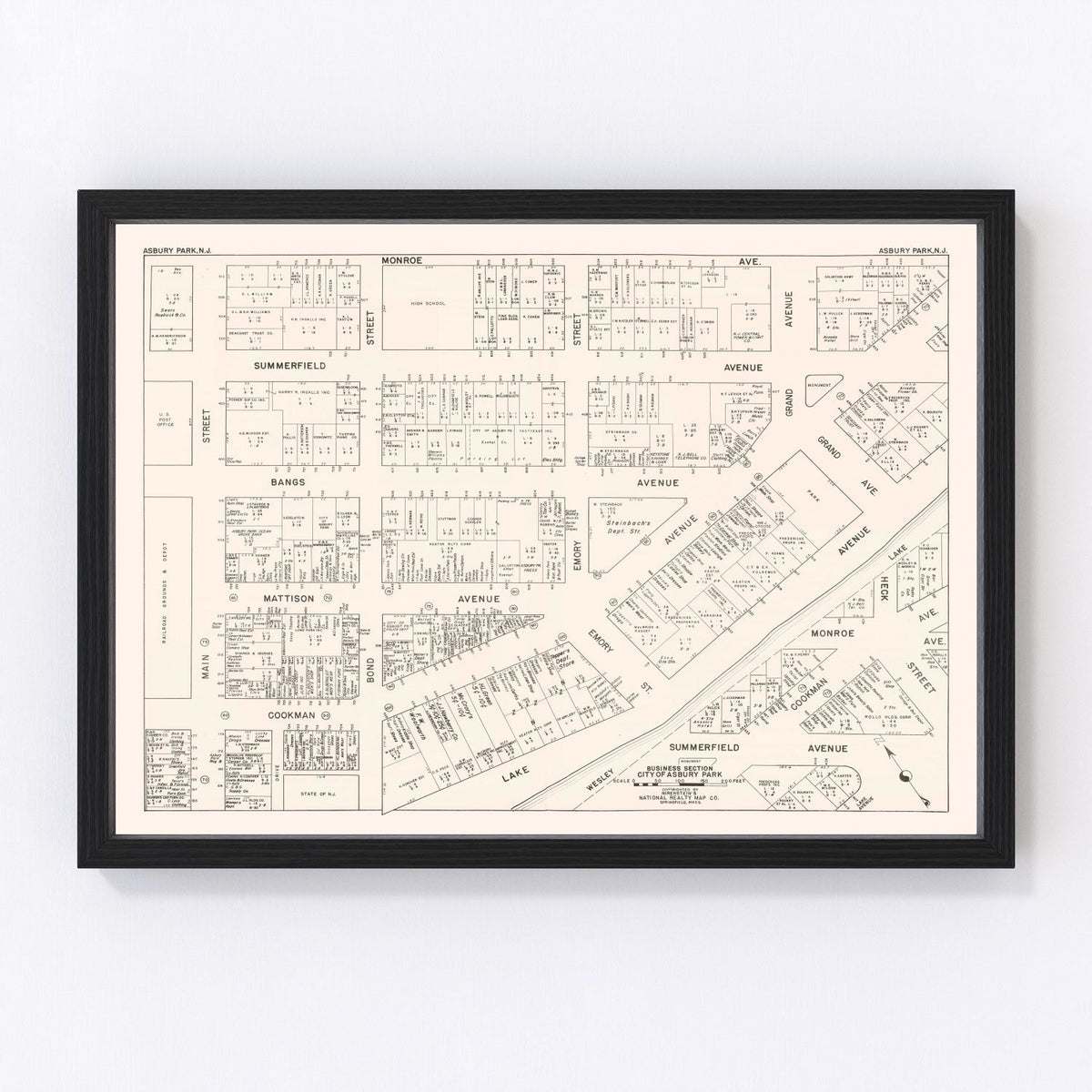 Asbury Park Vintage Map 1947